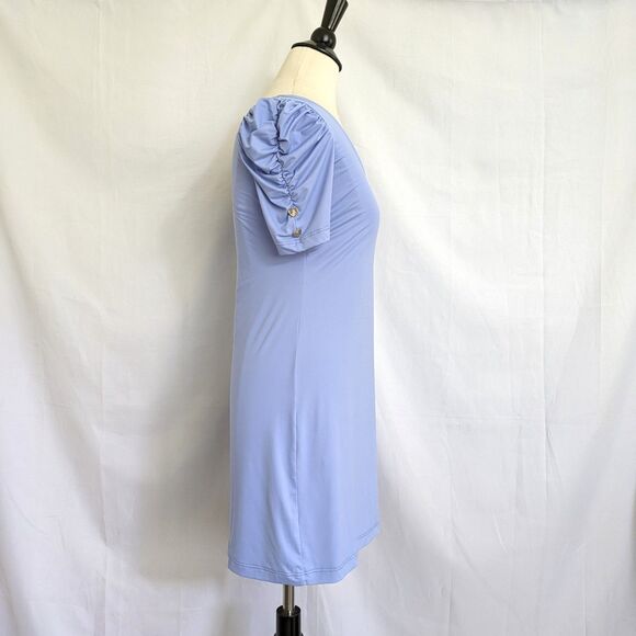 Juicy Couture Swimsuit Cover Up Mini Dress XS Blue Puff Sleeves Heart Buttons - Picture 8 of 15